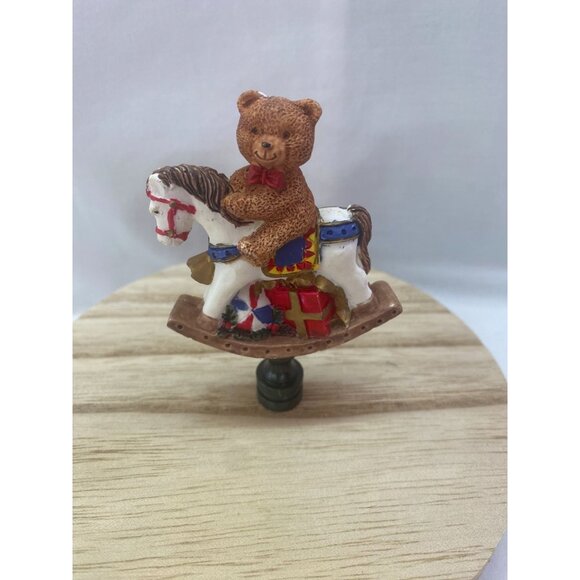 Polystone Teddy Bear on Rocking Horse Lamp Ornament 2 1/2in Tall NIB - Picture 1 of 6